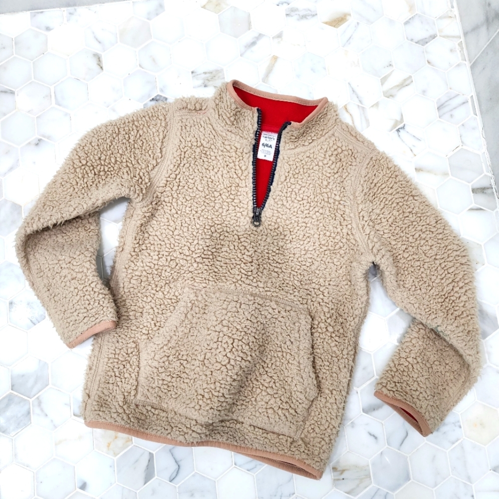 Unisex Kids| Sherpa Fleece Pullover| Size 6| Lined Fleece Sherpa Hoodie| Jacket